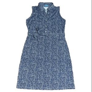 J. McLaughlin Dolly Sleeveless Collared Button Front Dress‎ Blue Windowpane M